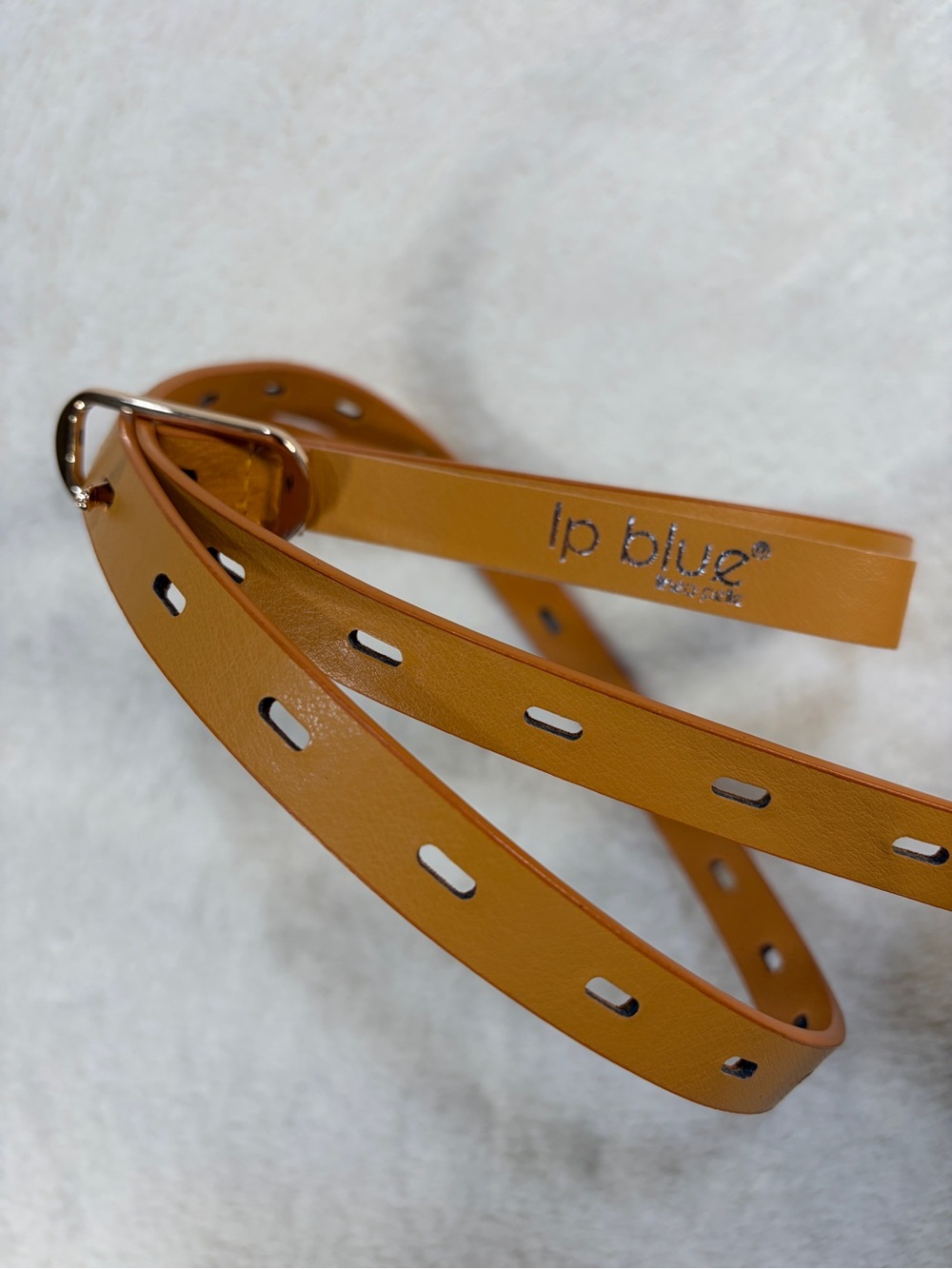 lp blue  Mustard‎ Yellow Leather Slot-Detail Belt with Gold Buckle